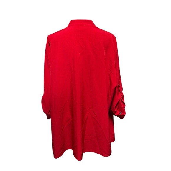 Women's Kathy Che 18/20‎ Red rollup tab sleeves Y2K Whimsical Officecore Travel - Picture 5 of 9